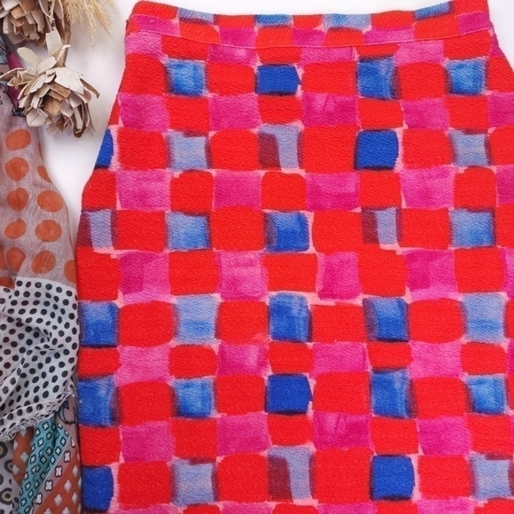 🔴Maeve Anthropologie Pink Blue Side Zip Stretch Pencil Skirt Sz S - Picture 9 of 11